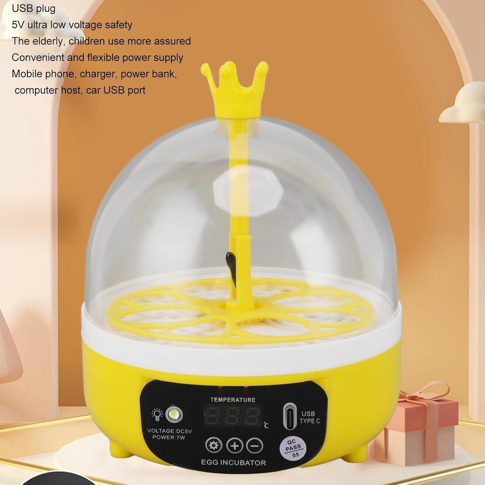 Automatic 4-Egg Mini Incubator with Temperature Control, for Chicken Duck Pig...