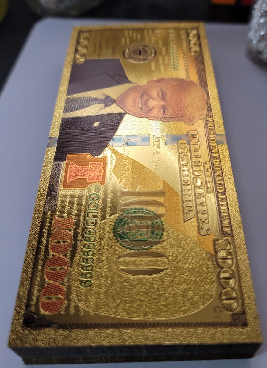 Donald Trump $1000 Bill, Bank Note - 24kt Gold Foil Commemorative - FREE Ship!