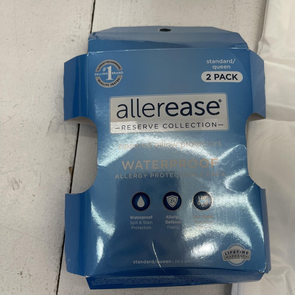AllerEase Zippered Pillow Protectors Queen Waterproof White Allergy Bedbug 3 Pk