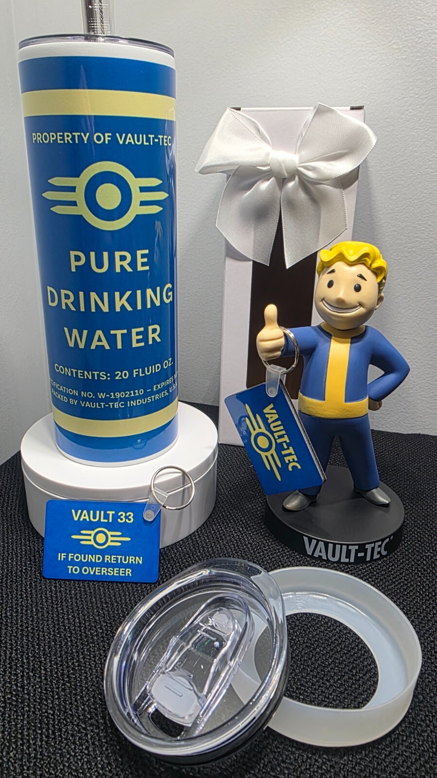 Fallout Vault-Tec Pure Drinking Water 20 Oz. Tumbler w/Metal Straw - FIVE STYLES