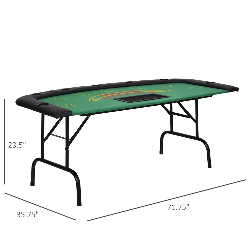 72" 7 Player Octagon Folding Poker Table with Cup Holders