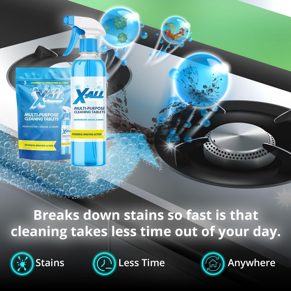 XALL MultiPurpose Cleaner Spray Bottle and 5x Cleaning Tablets