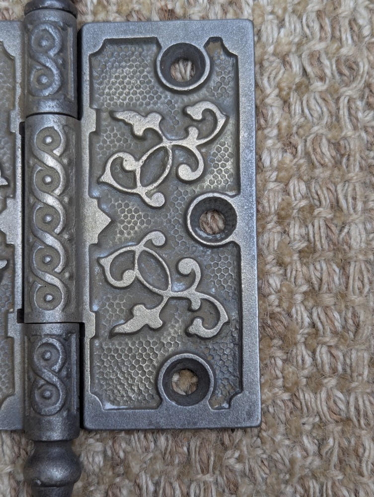 4" x 4" Antique Decorative Cast Iron Steeple Tip Hinge