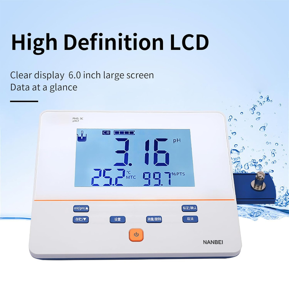 Instruments,Lab Benchtop Ph Meter Kit,1-2Points Auto Calibration,0.01 Ph Accurac