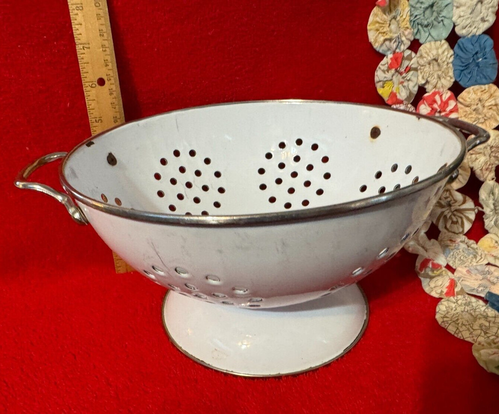 White Enamel Colander