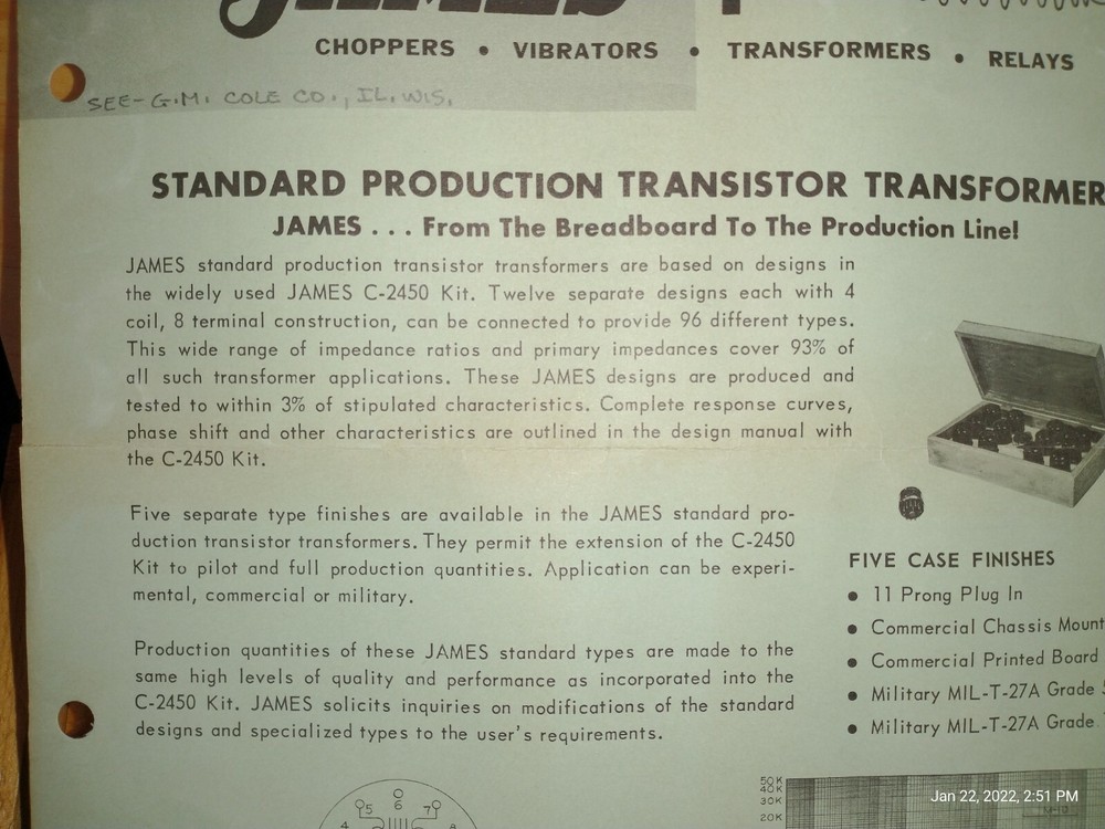 12 NOS James Audio Input Transformers-