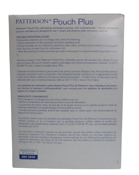 Patterson Dental Sterilization Pouch Plus 3 1/2"x9" Self-Sealing & Indicators