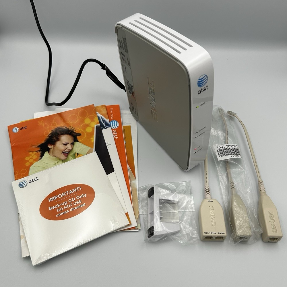 AT&T 2Wire Wireless Gateway DSL Router Modem W/Power Adapter Complete & Working