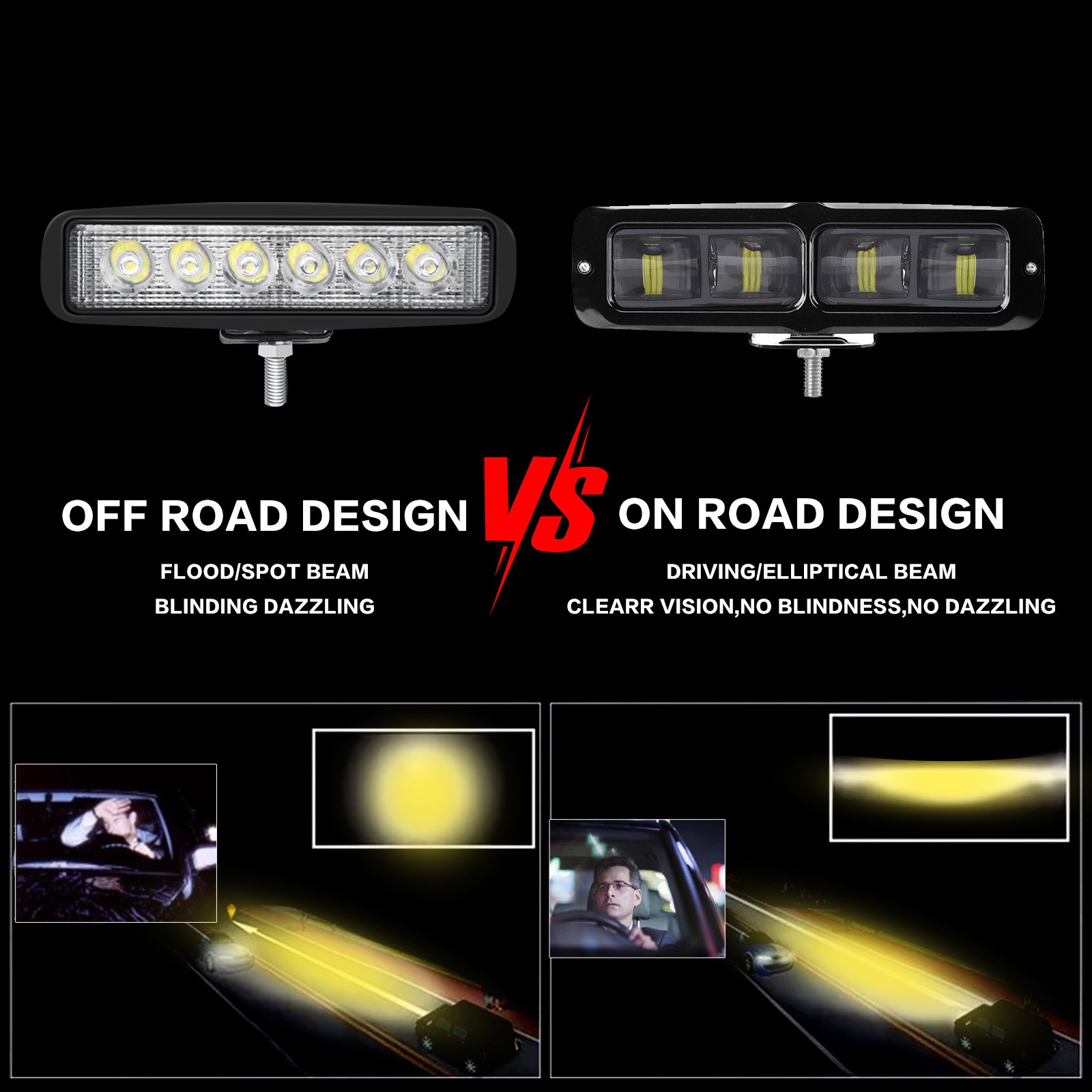 2X 6inch Led Work Light Driving Work Lights Bar Spot Pods For Truck Pickup Car