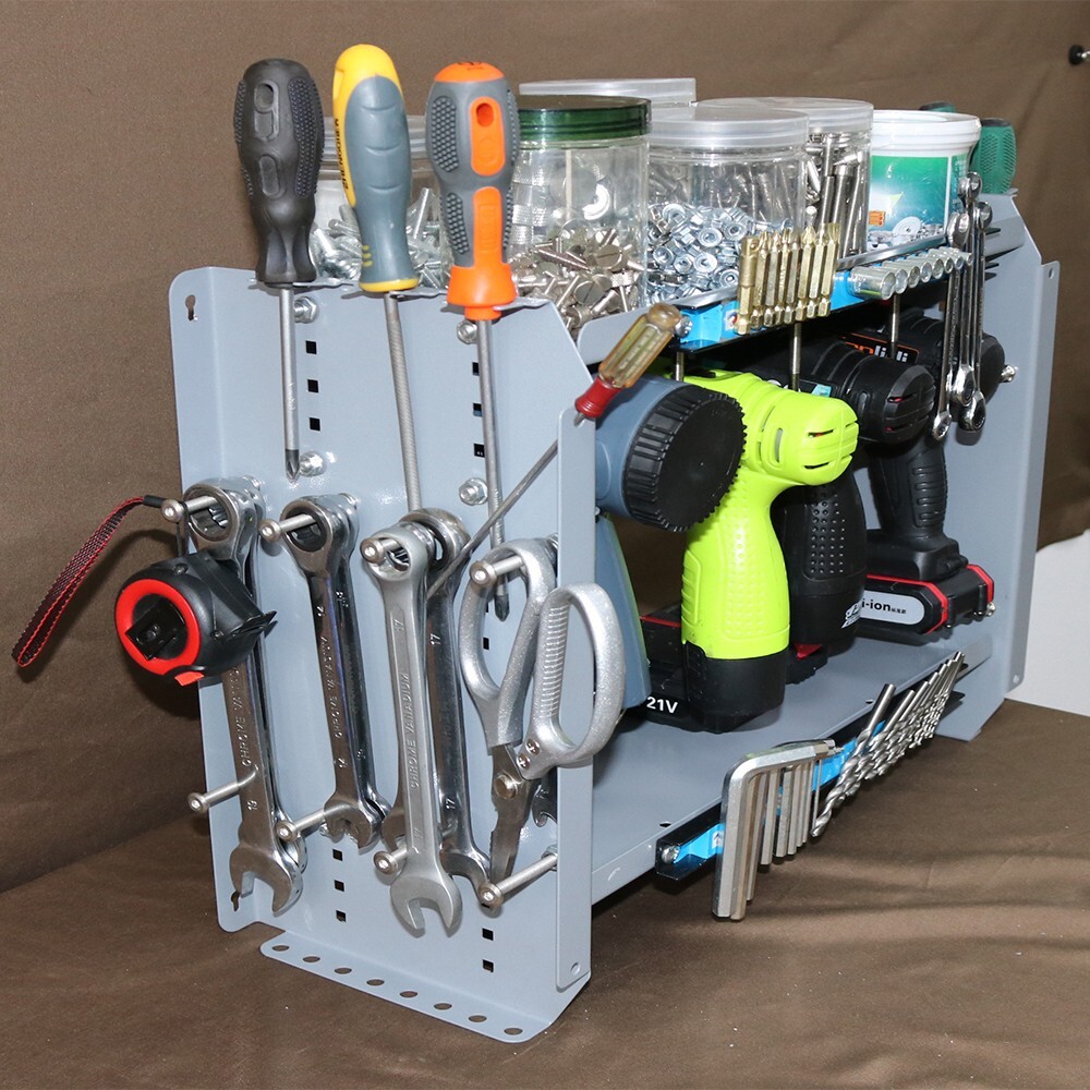 Multi-function Fixed Wall Type Three-layer Tool Rack w/12" Magnetic Strip 005821