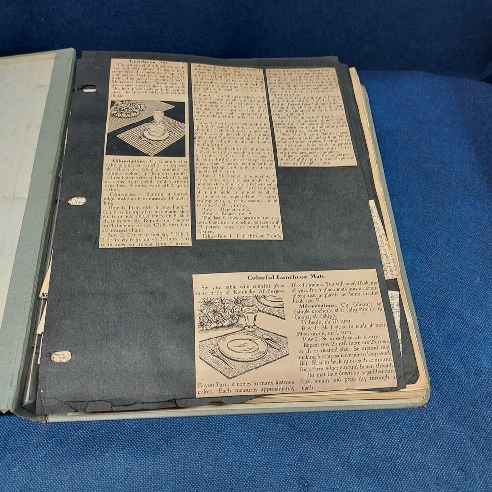 Vintage Crochet/Needlework Pattern Clippings Collection Old Ringbound Notebook