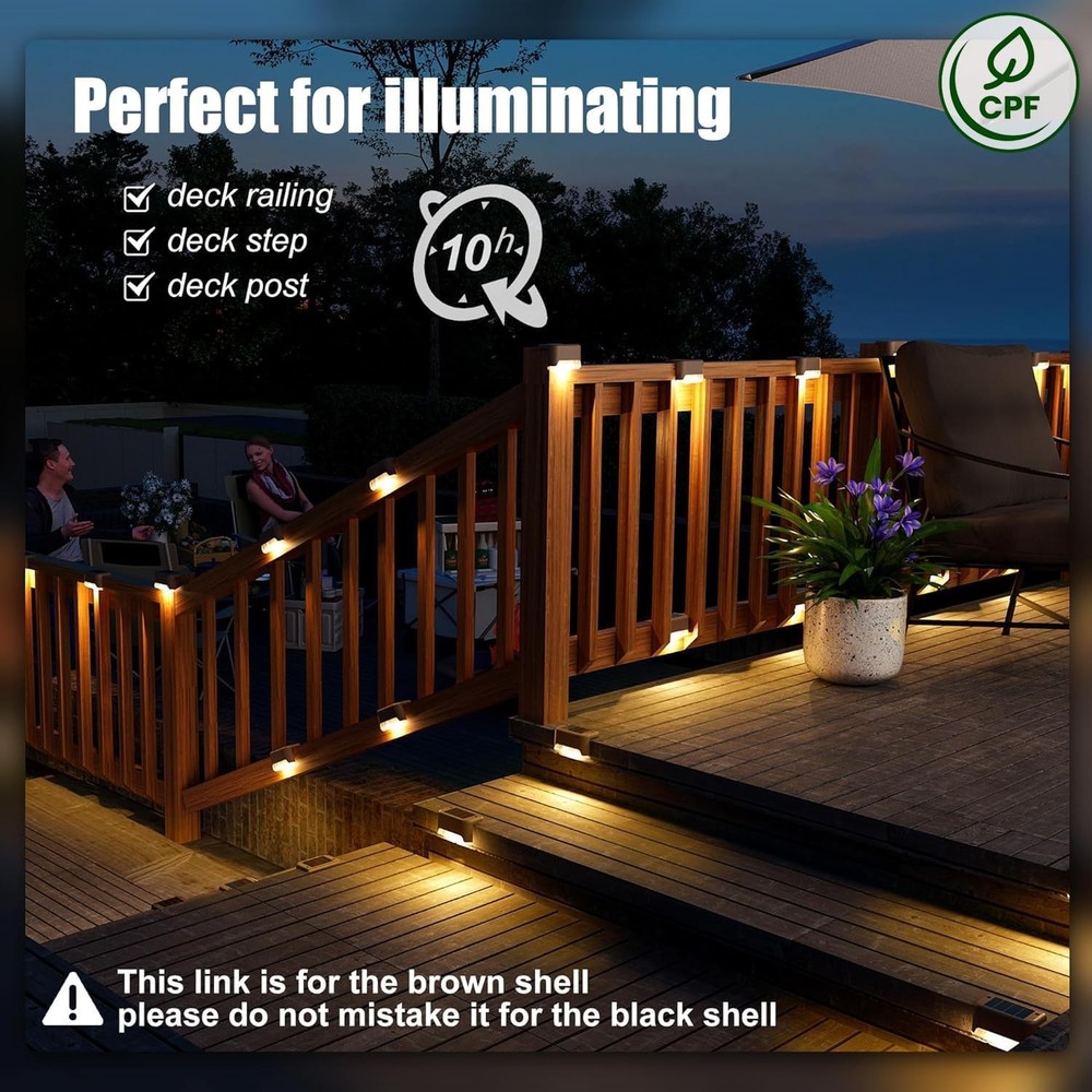 SOLPEX Solar Deck Lights Outdoor 16 Pack, Step 16, Warm White
