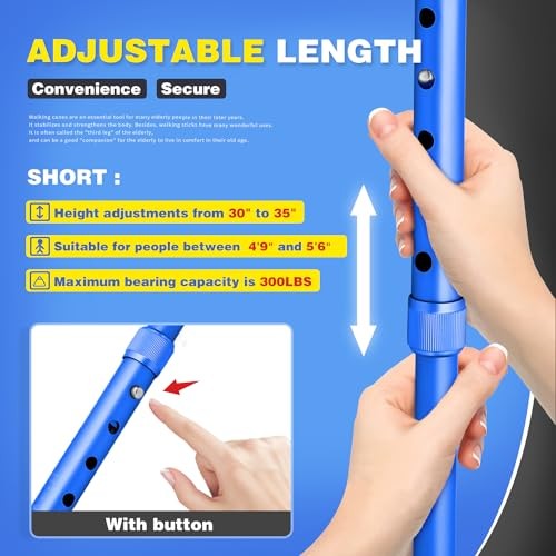 Folding Walking Cane with LED Light,Pivoting Quad Base,Adjustable Walking