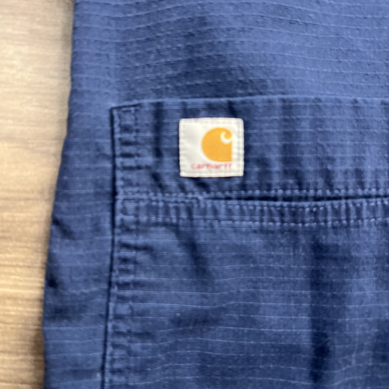 Carhartt Shirt Mens Large Blue Ripstop V-Neck Pockets Medical Uniform Scrub