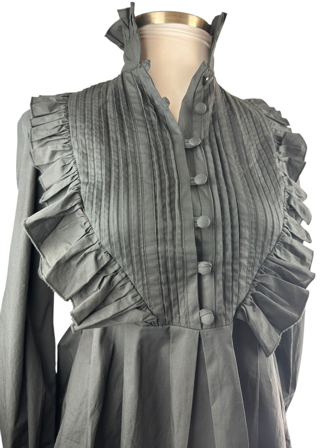 *Flawed* Victorian Choice Black Blouse Steampunk Witchy Goth Button Top Medium