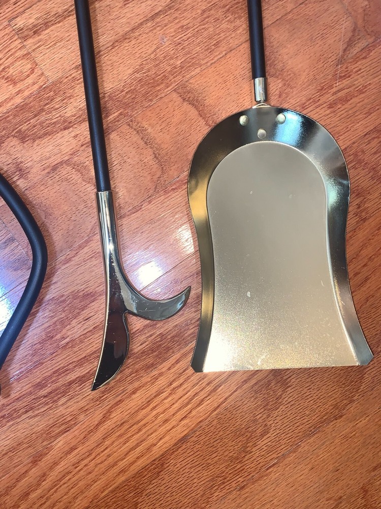 Gold & Black cast iron fireplace tool set with stand