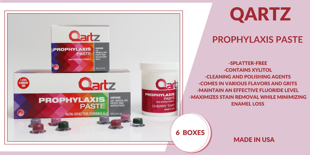 QARTZ PROPHY PASTE CUPS RASPBERRY MEDIUM 200/BOX  DENTAL W/FLOURIDE - 6 BOXES