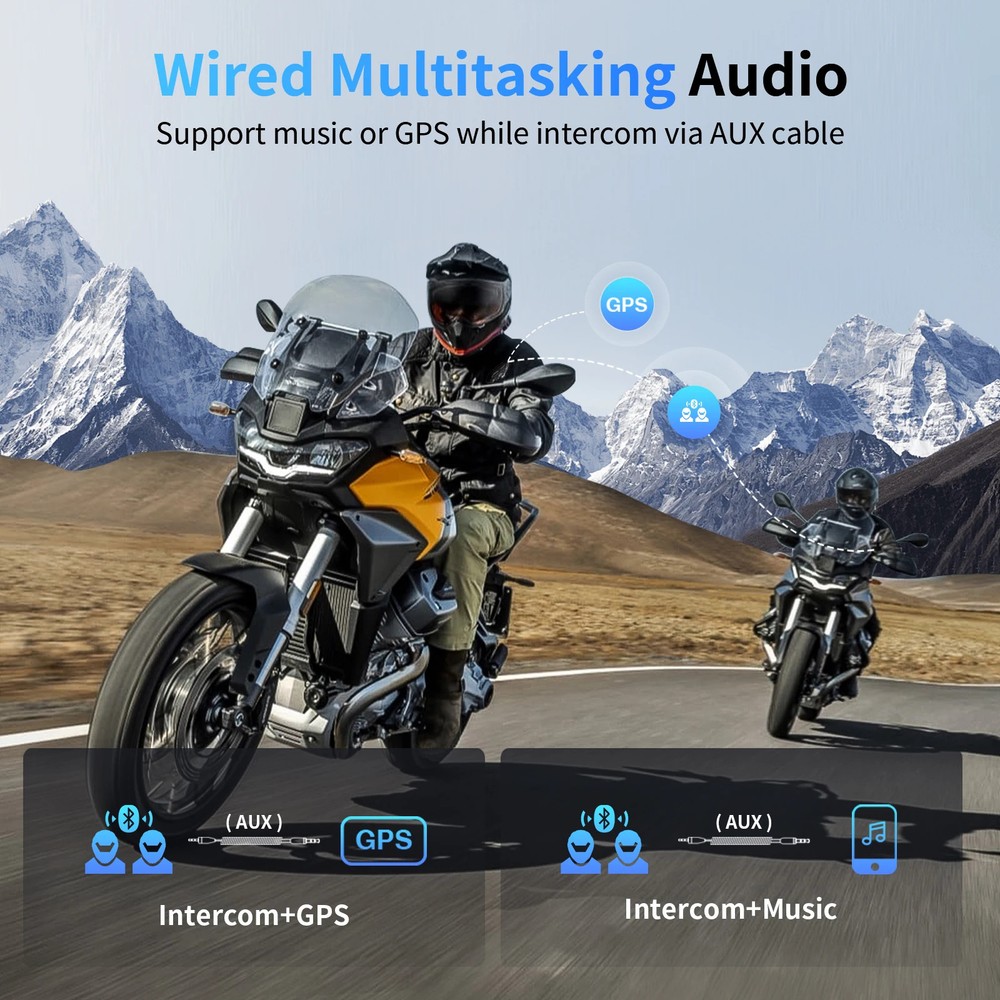 2pcs Motorcycle Helmet Intercom Wireless Bluetooth Headset Moto Interphone