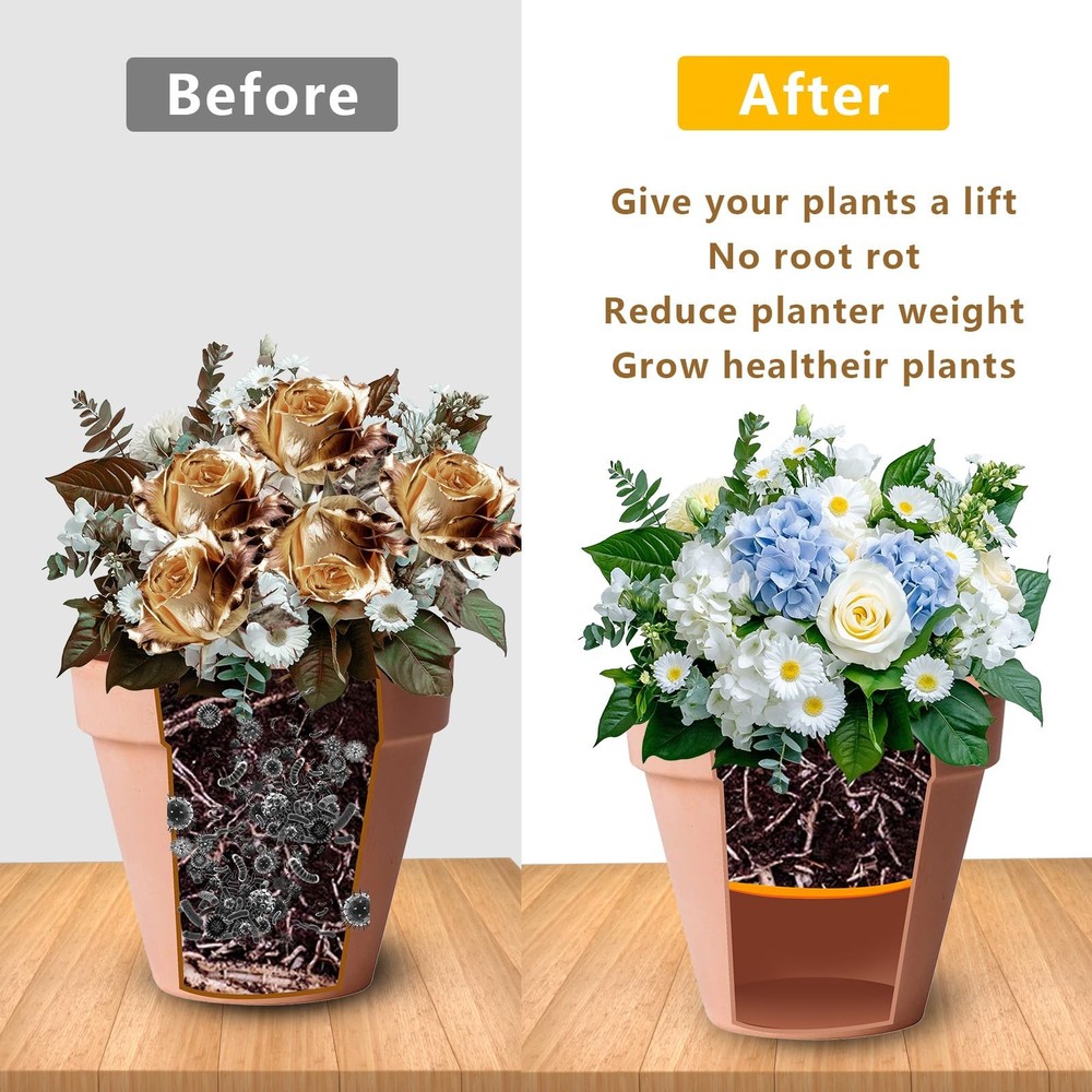 2Pcs Planter Inserts for Large Pots, 18" Round Plastic Planter Insert with Dr...