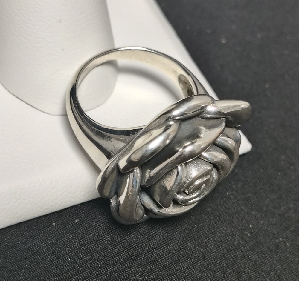 Sterling Silver 925 Puffy Rose Ring