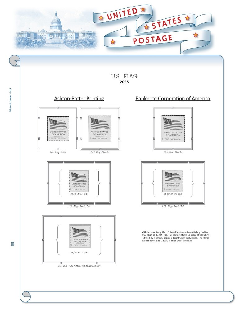 2025 U.S. Regular Issue Singles SIMPLIFIED Supplement (White Ace Alternative)