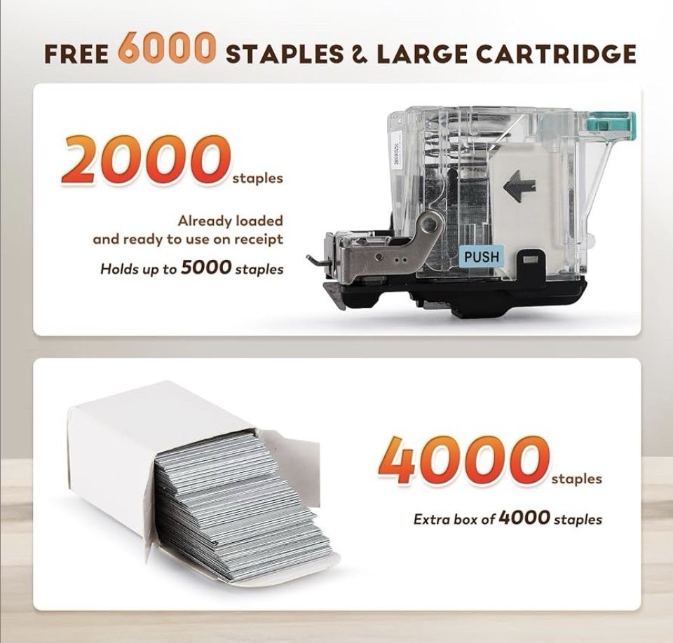 Automatic Heavy Duty Electric Stapler, 70-75 Sheets Capacity, with 6000 Stapl...