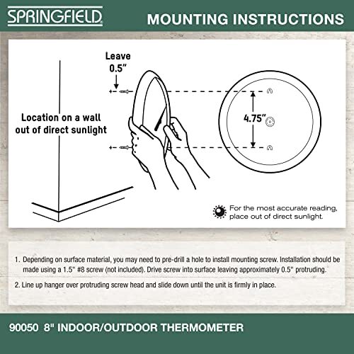 Springfield Indoor Outdoor Big and Bold Dial Thermometer, Assorted Colors