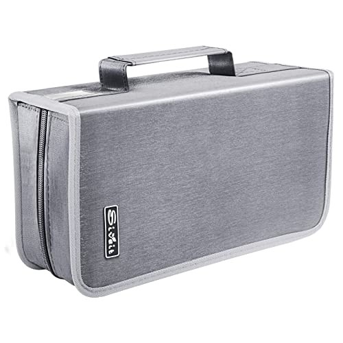 CD Case DVD Storage Holder, CD/DVD Case Wallet 128 Capacity Black binder Silver