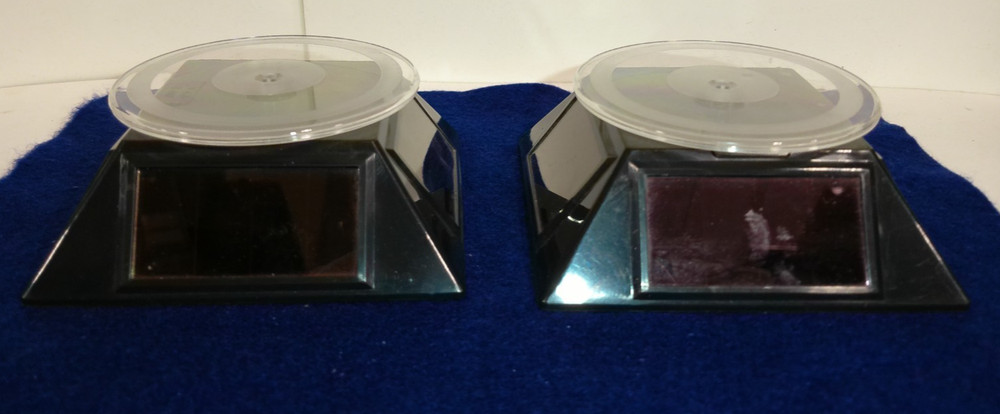 2 Solar Power Black Small Spinning Display Turntables