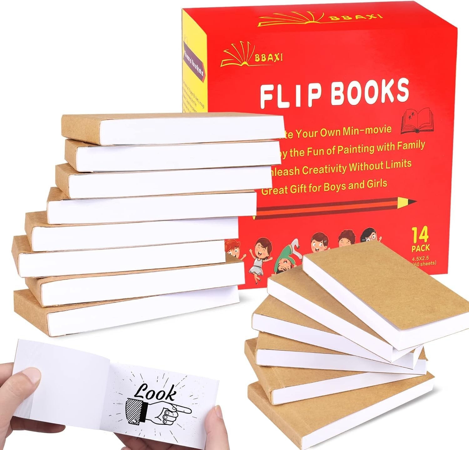 14 Pack Blank Flipbooks, 840 Sheets (1680 Pages) Flip Book Paper for White