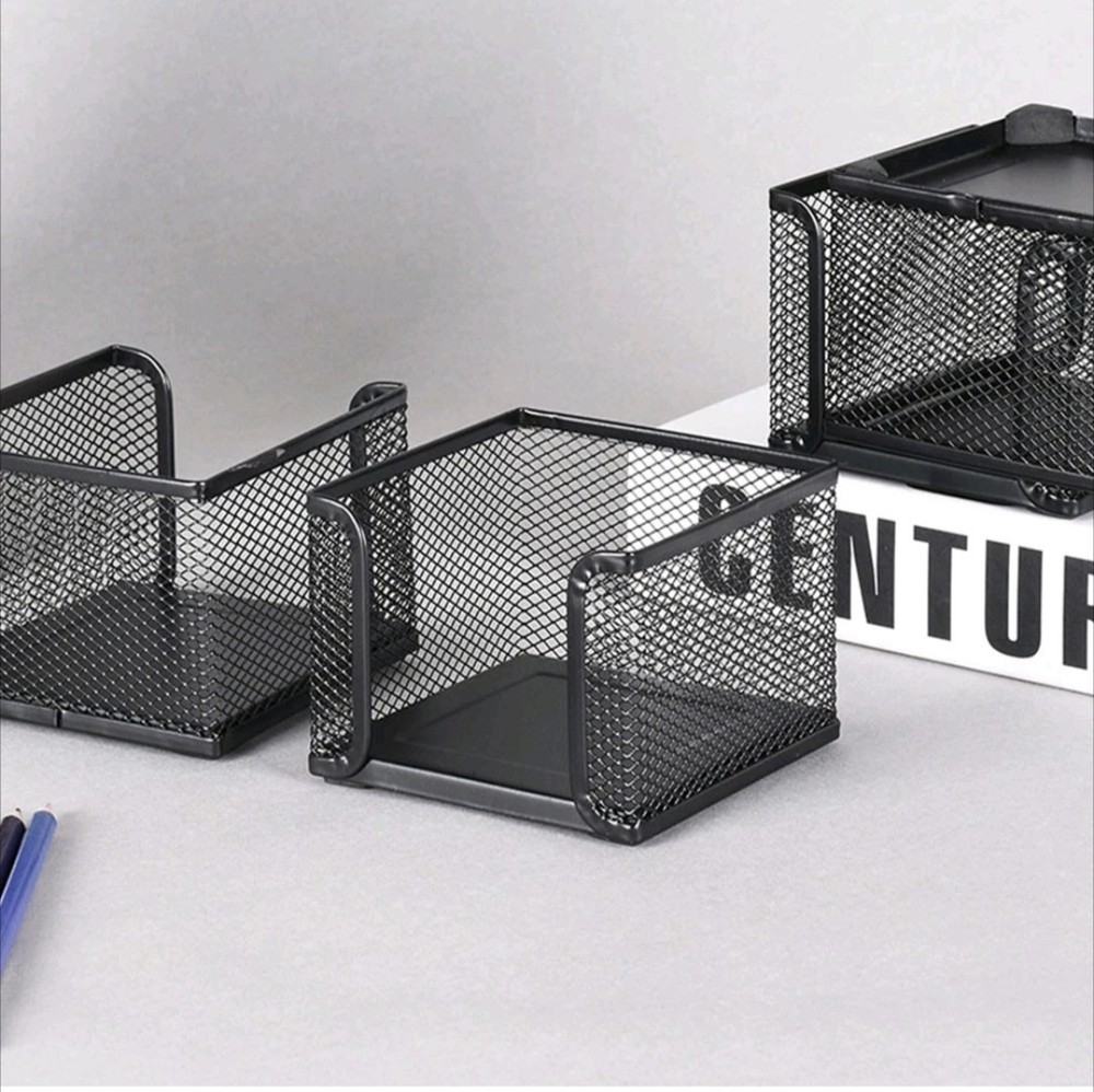 2Pcs Note Papers Box Note Pads Container Desktop Notepad Holder Memo Bag Black