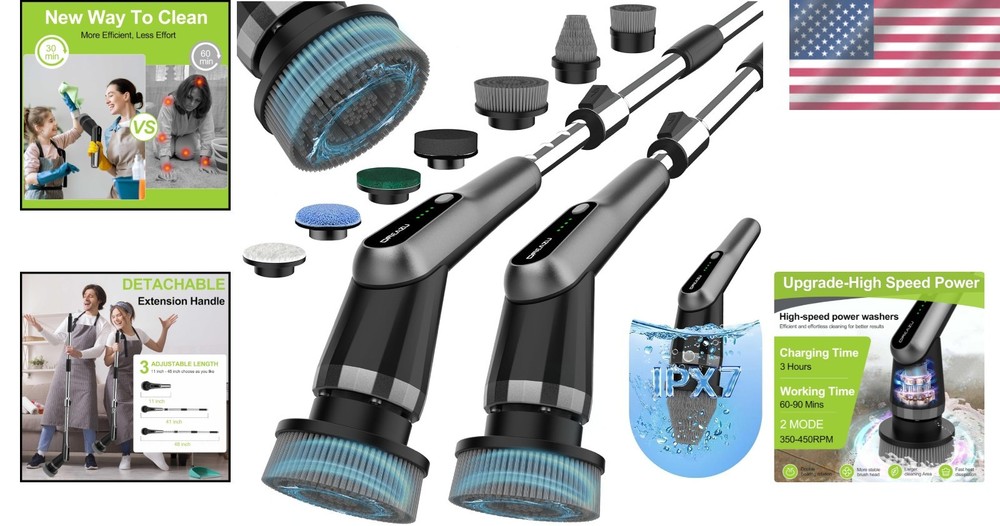G2-Pro Durable Electric Spin Scrubber - Lightweight, Effortless Cleaning Aid