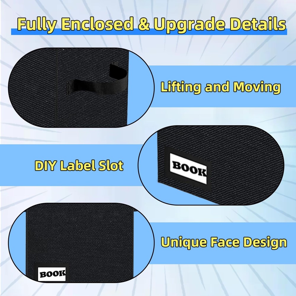 YNSZAS 3 Pack Collection Comic Book Storage Boxes, 3-Pack, Small Black