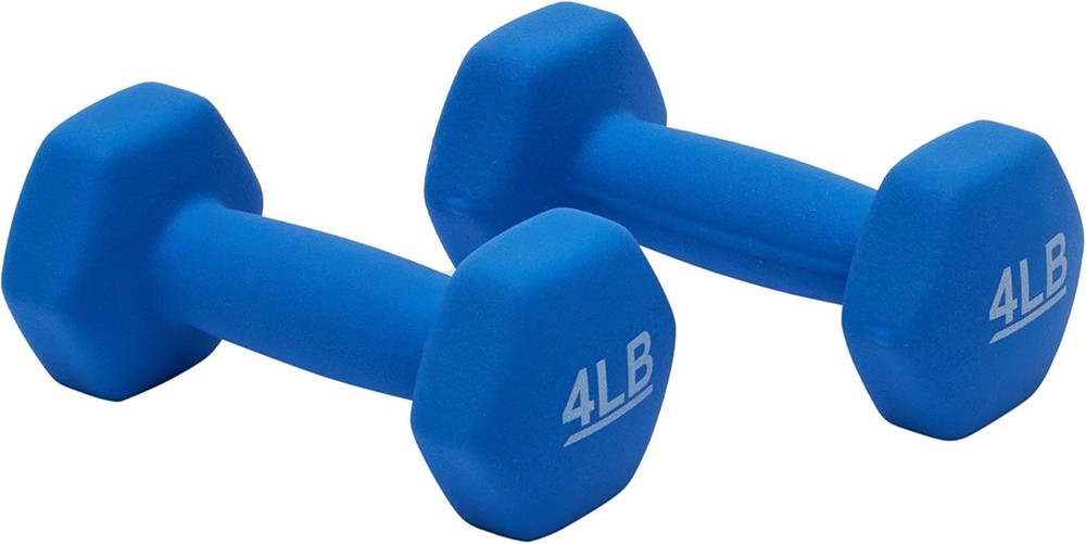 Amazon Basics Neoprene Dumbbell Hand Weights for Exercise and 4 pound, Blue