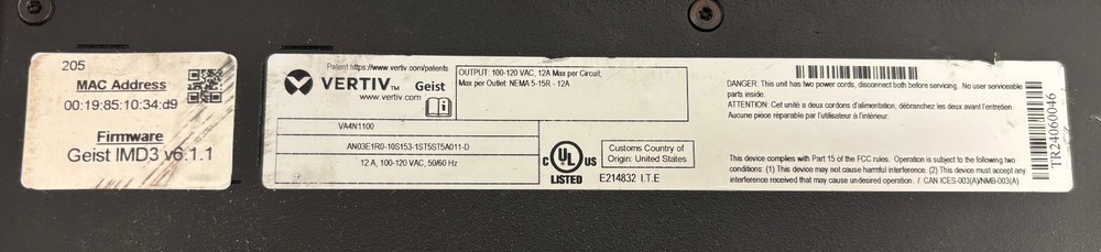 Vertiv Geist RTS VA4N1100 - Rack Transfer Switch