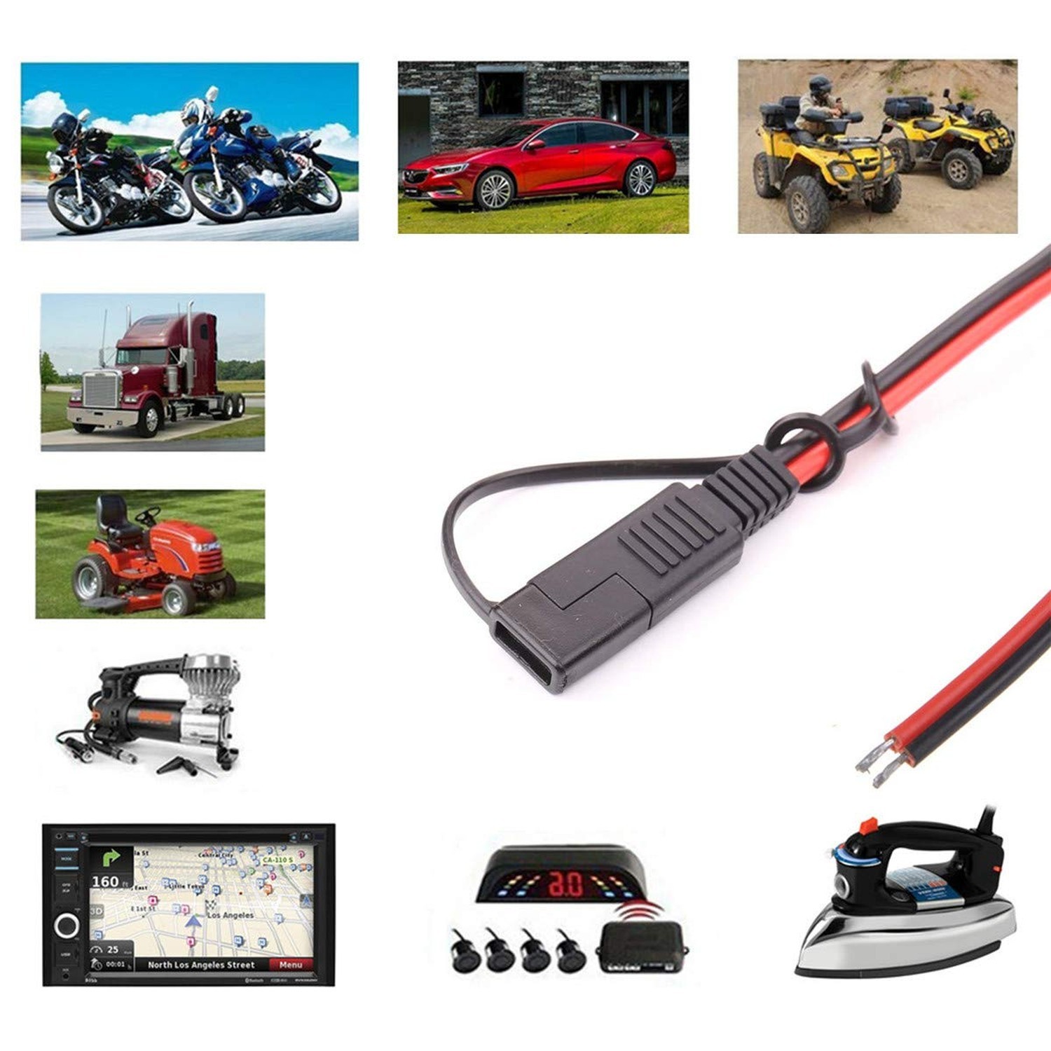 12V SAE to Quick Disconnect Extension Cable 4 Pack with DC Connection Adapter