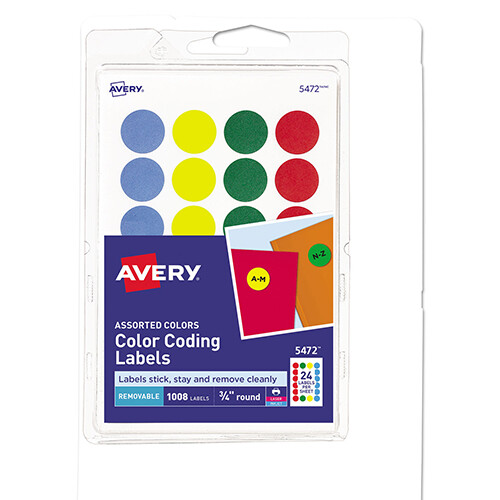Avery 05472 Printable Self-Adhesive Removable Color-Coding Labels