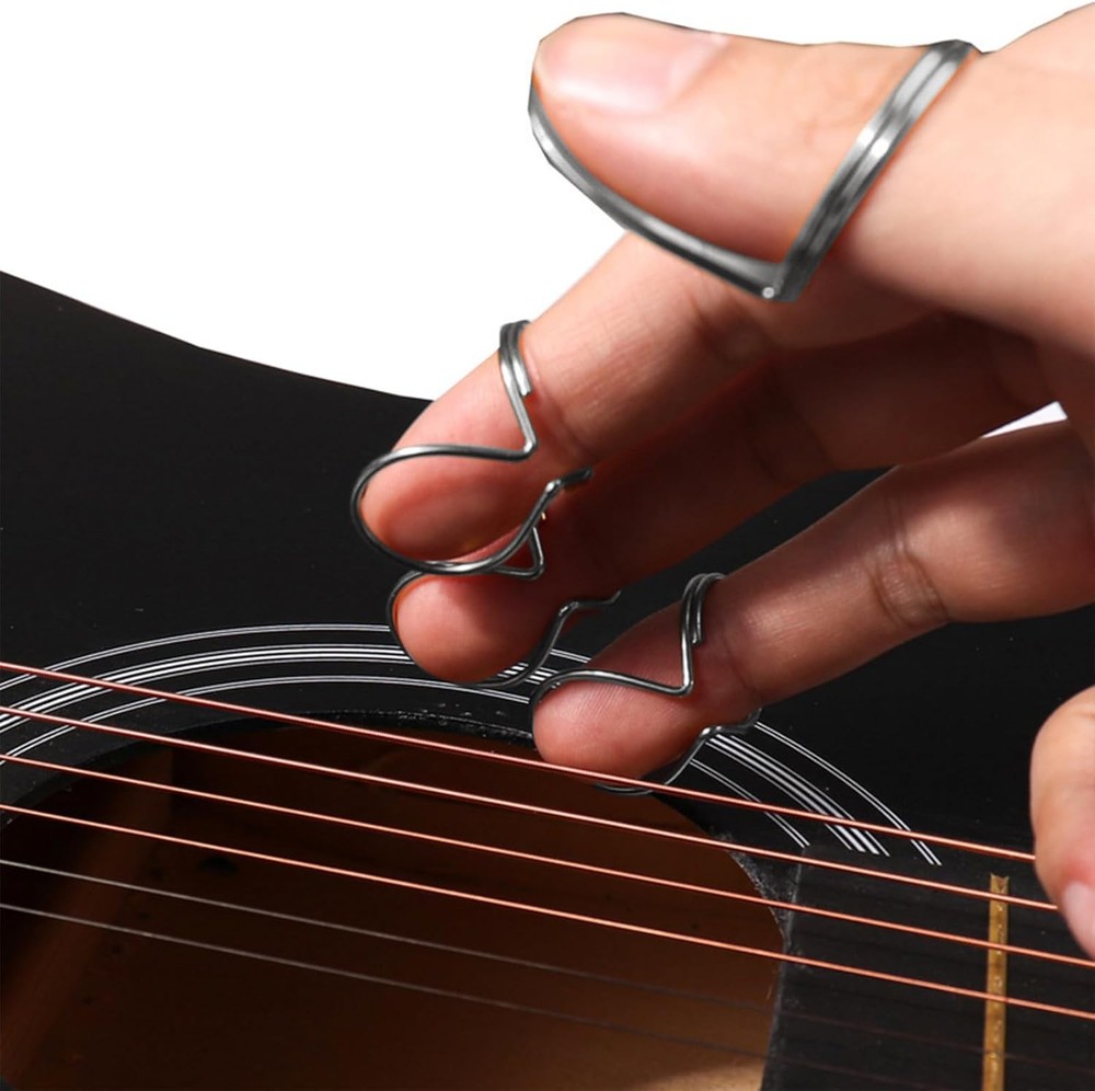 4 Pcs Butterfly Guitar Finger Picks Fingerstyle Plectrum Thumb Silver