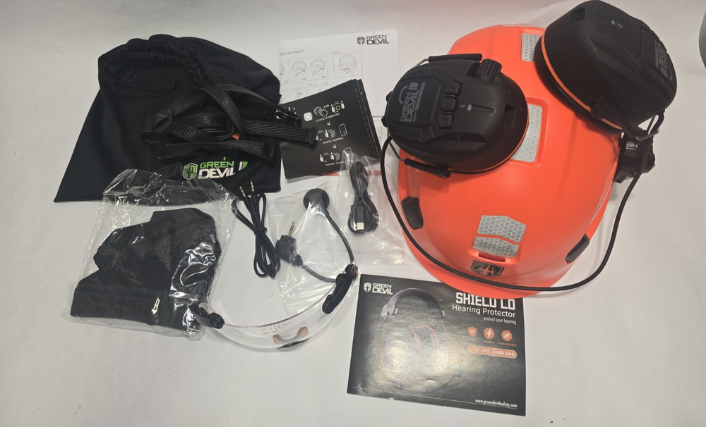 ORANGE DEVIL SHIELD ACTIVE HEARING PROTECTION HELMET SET