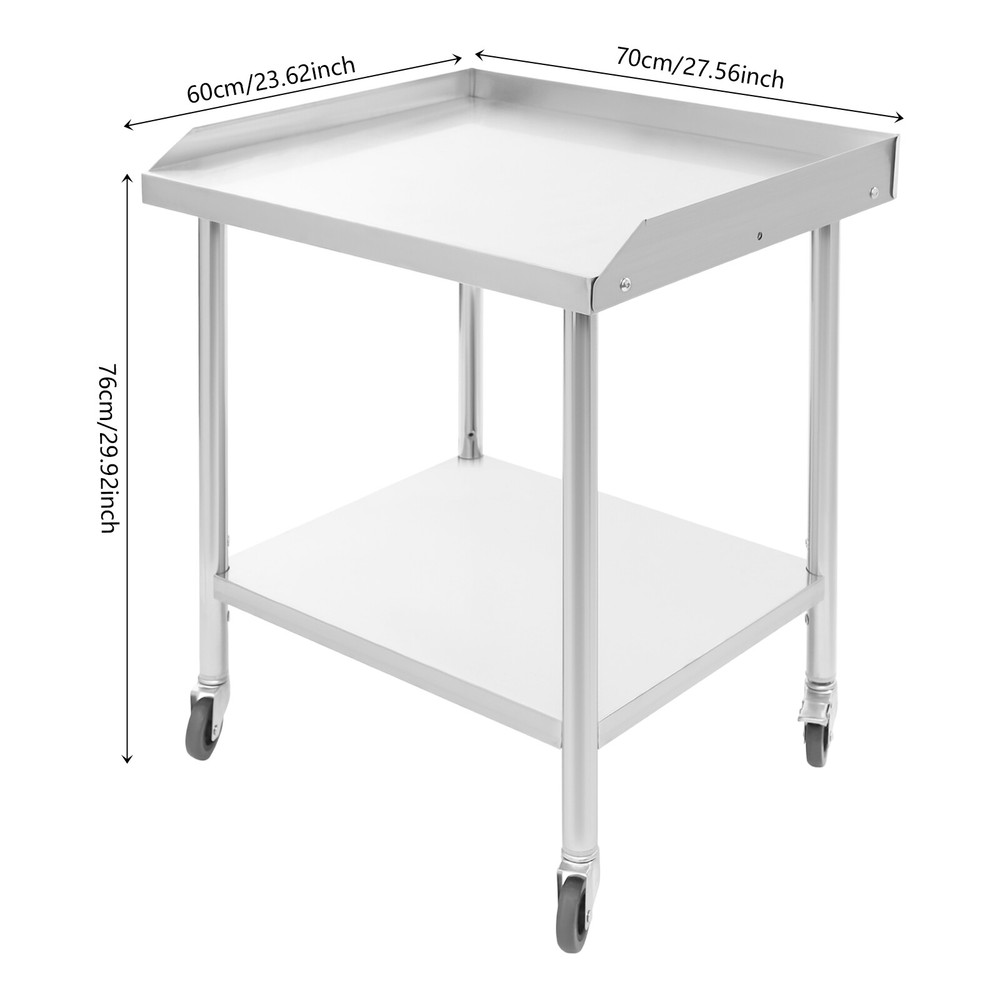 2-tier Work Table, Stainless Steel Work Table, Commercial Prep Table with Wheels