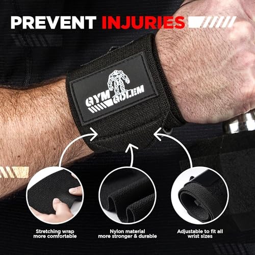 Wrist Wraps - 18-Inch Premium Support Wraps with Thumb Loop for Black