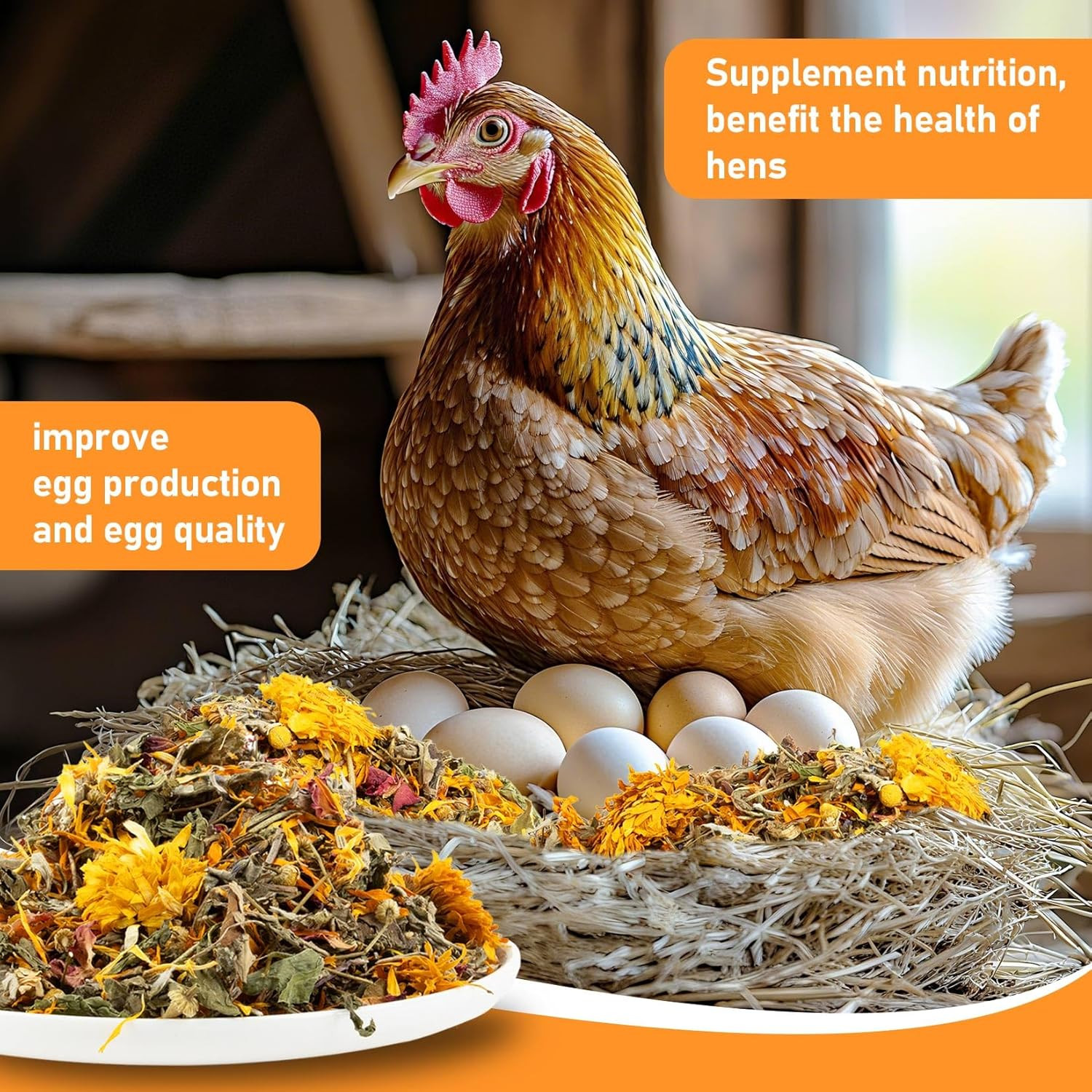 30Oz Chicken Nesting Herbs - Dried Herb for Layer Feed,Coop and Run Insulation,R