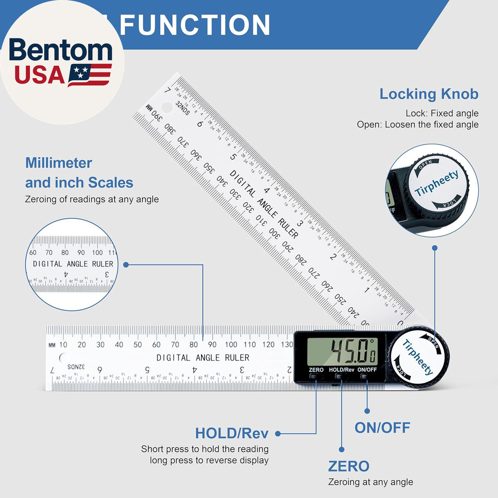 Digital Angle Finder Protractor, 3Rd Generation Quick Display Angle Gauge Ruler,