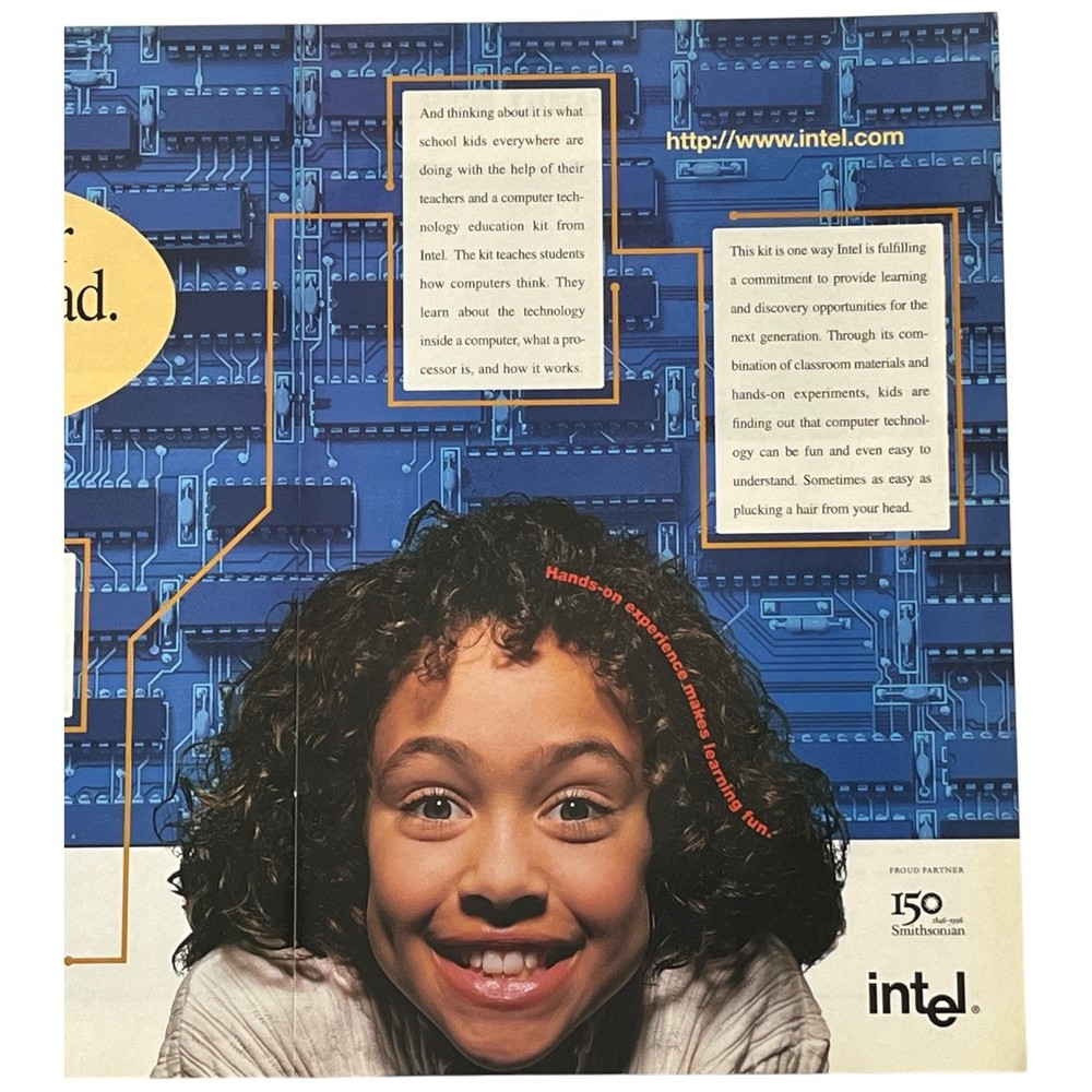 Intel 2 Page PRINT AD Microprocessor Technology Pluck A Hair From Your Head