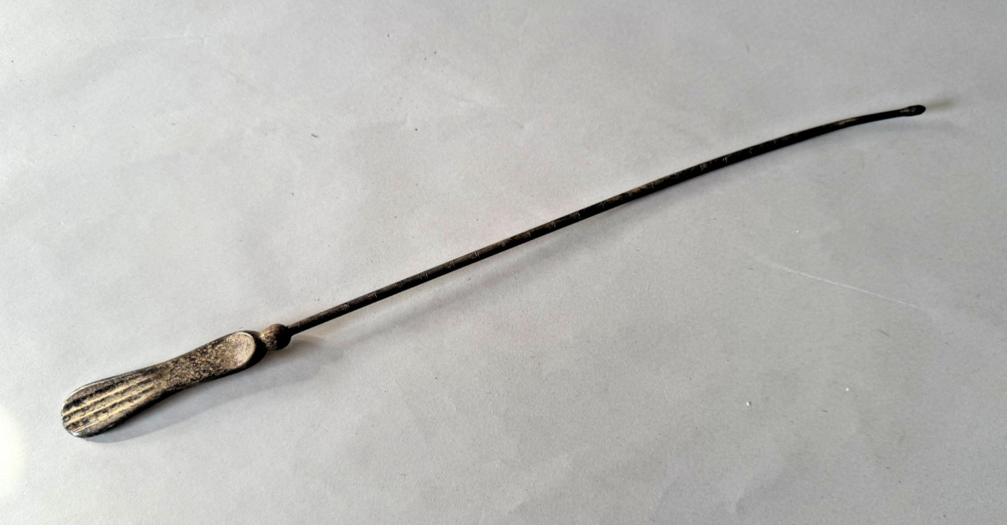 Antique Silver-Tone Uterine Sound Male Urethral Medical Sounding Device Probe