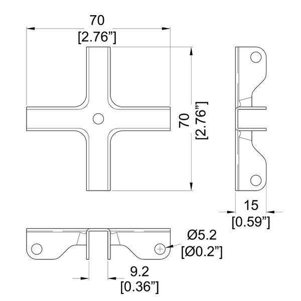 2 Pack Penn Elcom B1641 4-Way Divider Bracket for Cases