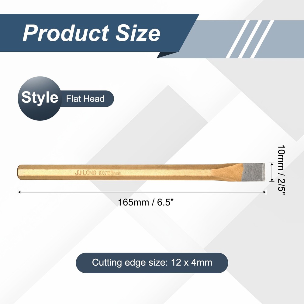 2/5" Heavy Duty Cold Chisel 6.5" Alloy Steel Octagonal Flat Cold Chisel