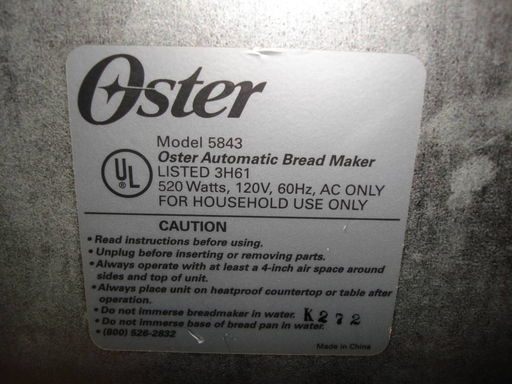 MINT! OSTER BREAD MAKER MODEL 5843 SPOTLESS!!