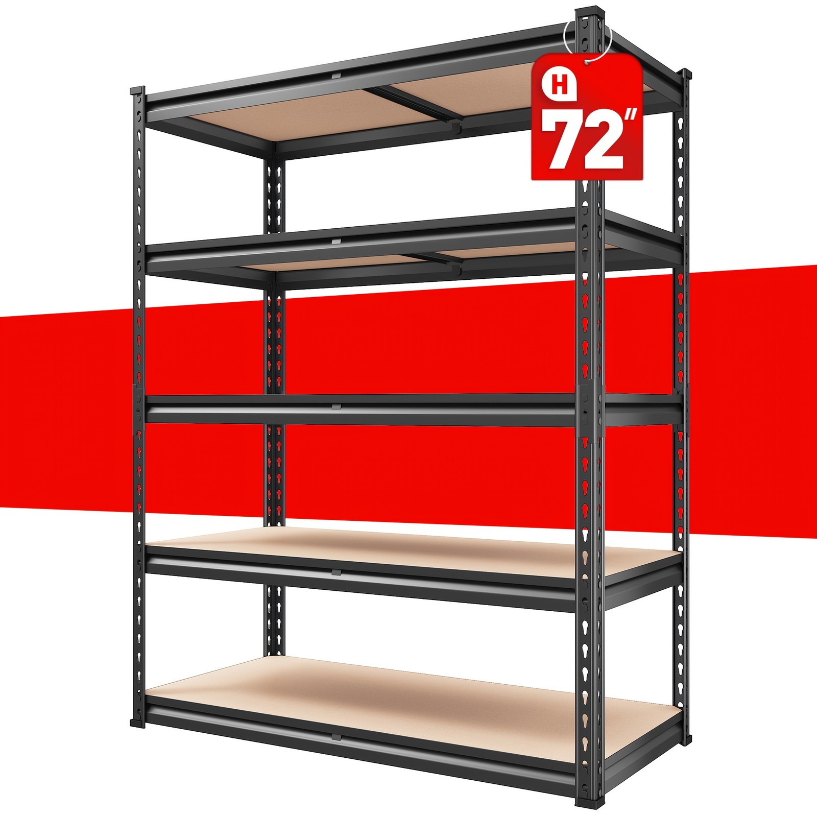 2000-pound heavy-duty garage shelving unit, 5-tier metal shelving.