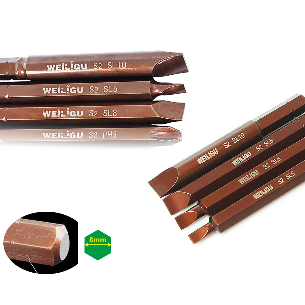 IMPACT 80MM LONG REACH SLOTTED HEX SECURITY BIT SET TAMPER PROOF SCREWDRIVER BIT